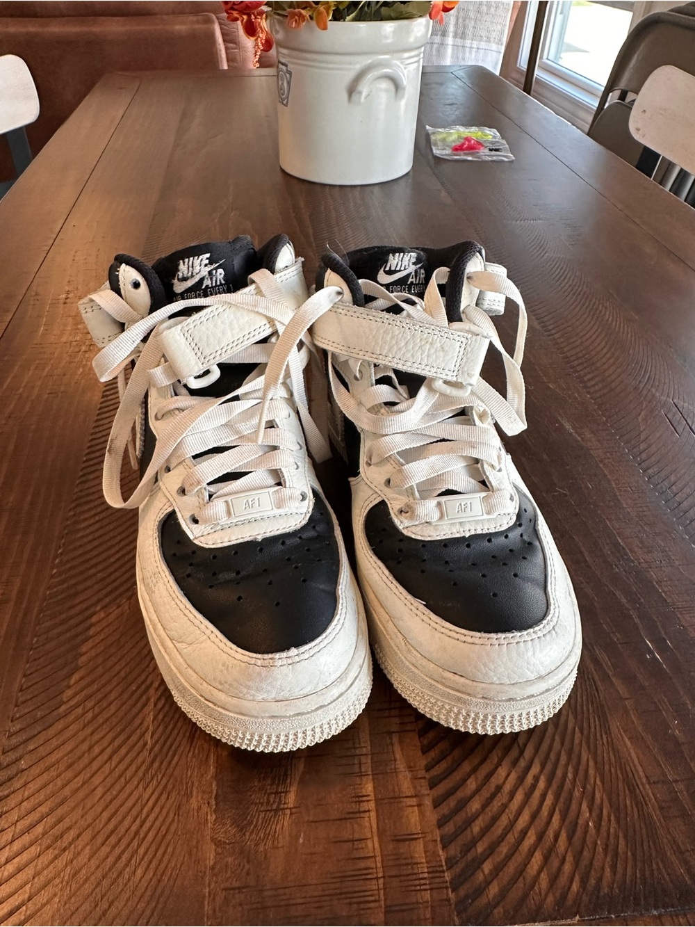 Nike Kids White and Black High Top Sneakers